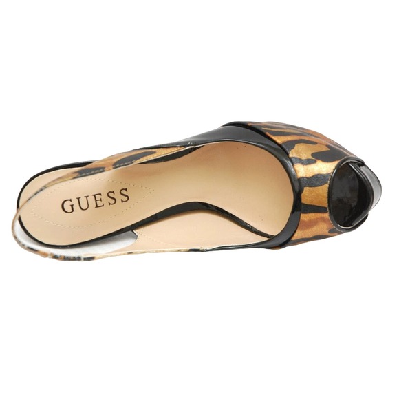 GUESS RUTHANN SLINGBACK PLATFORM PUMP LEOPARD 9.5 NEW - Picture 5 of 8